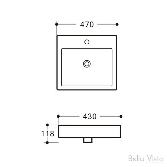 Riva 470mm Above Counter Basin White - BASR-48448-OF