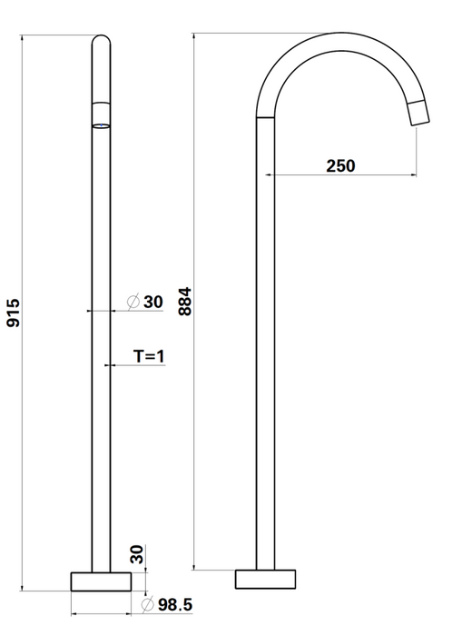 LVB Mica Freestanding Bath Spout Living Brass - BFS-5-LVB