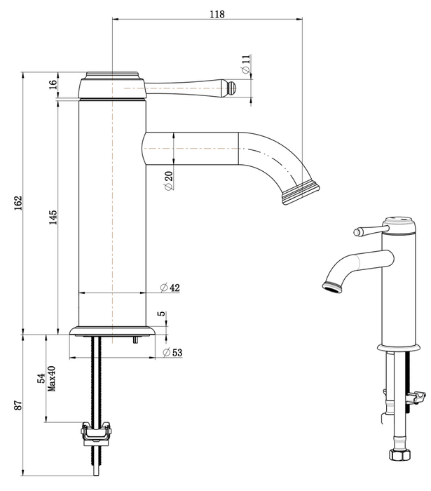 Mica Heritage Basin Mixer Dusk Bronze - BM-4-DB
