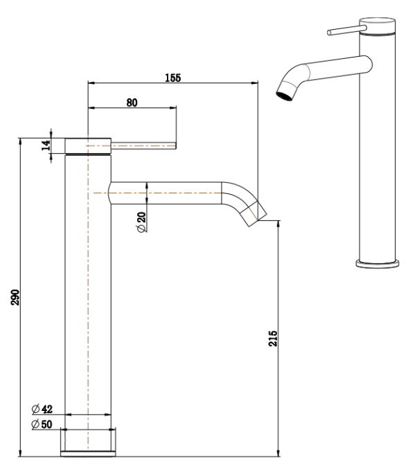 Mica Tall Basin Mixer Chrome - BMC-5-TALL-CP