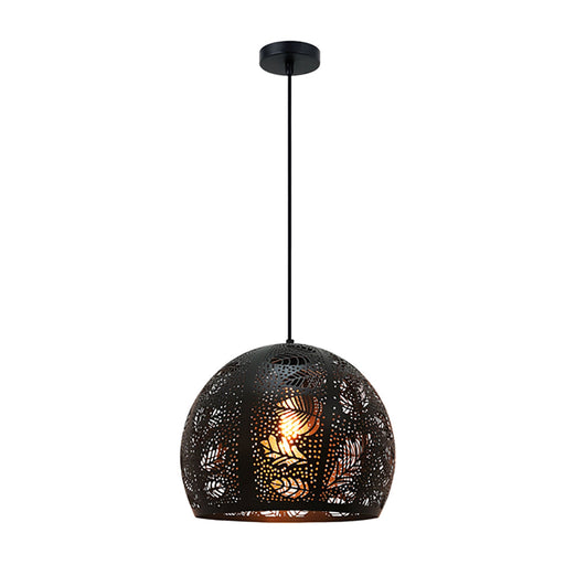 Buy Pendant Lights Australia Botanica 1 Light Black Embossed Dome Shape Pendant - BOTANICA02