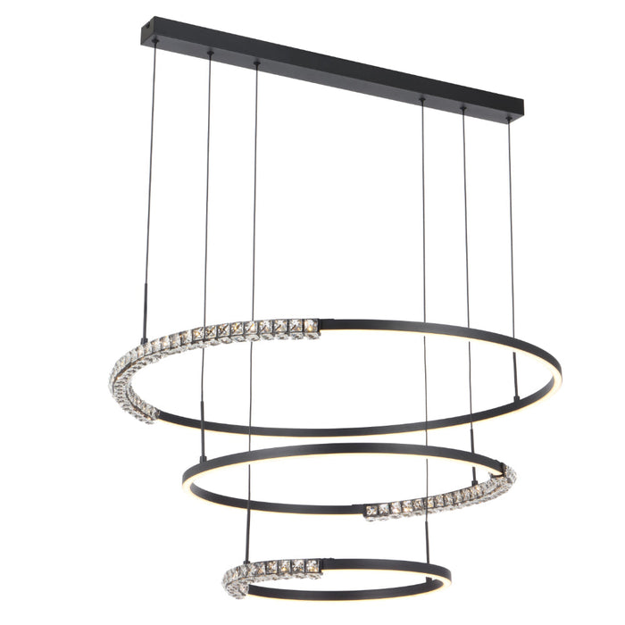 Brera LED 3 Tier Pendent Light 80W Tri Colour Black - BRERA PE3T-BK
