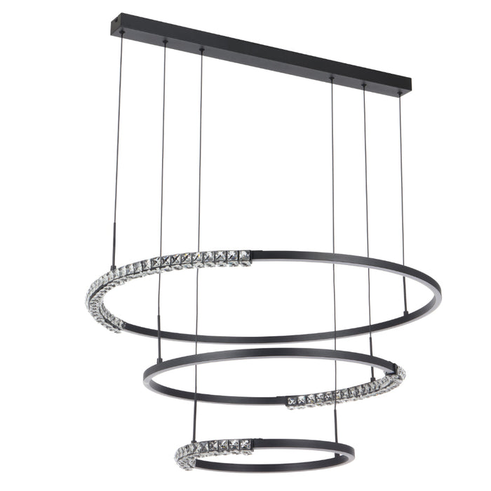 Brera LED 3 Tier Pendent Light 80W Tri Colour Black - BRERA PE3T-BK
