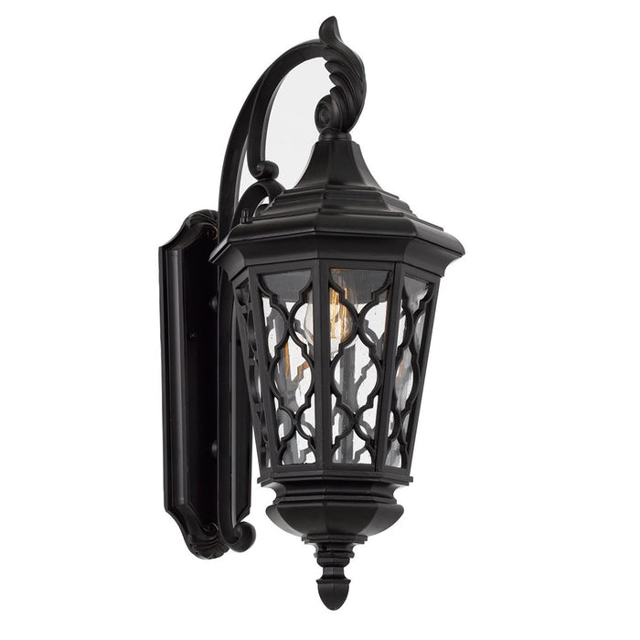 Buy Outdoor Wall Lanterns Australia Brinley 1 Light Wall Light Small IP44 Black & Bubble Glass - BRINLEY EX28-BK