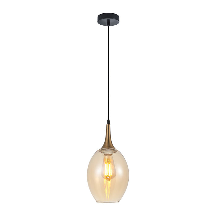 Buy Pendant Lights Australia Interior Wine Glass Shape 1 Light Pendant Bronze Amber - BROTE1