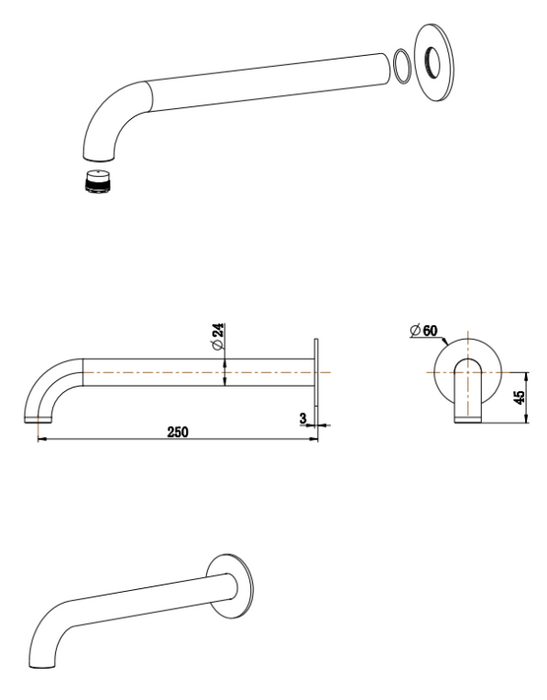 Mica 250mm Heritage Bath Spouts Chrome - BTH-4-25-CP