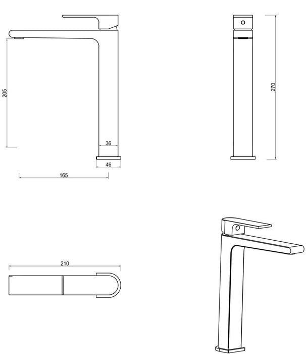 Beki Tall Basin Mixer Chrome - BMB-8-TALL-CP