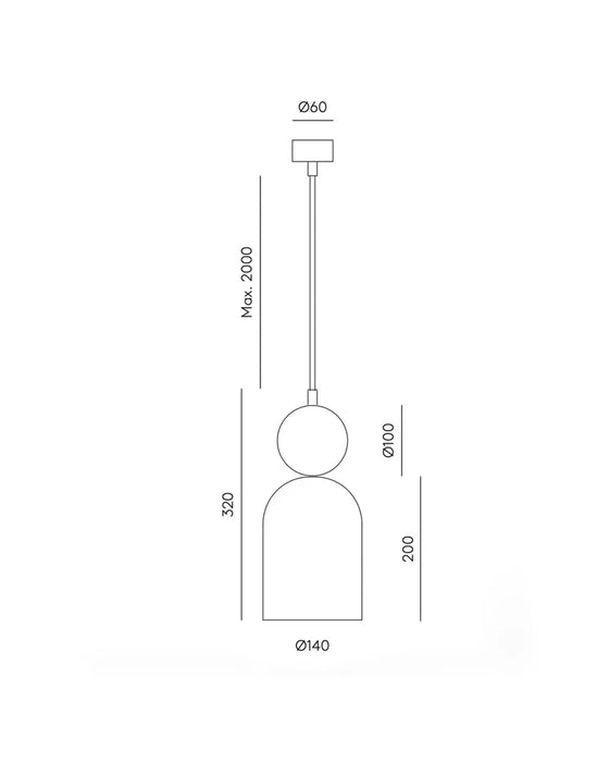 Bell Copo Pendant Light Black & Chrome - ARO.C1084/CHR/NEG/TBC