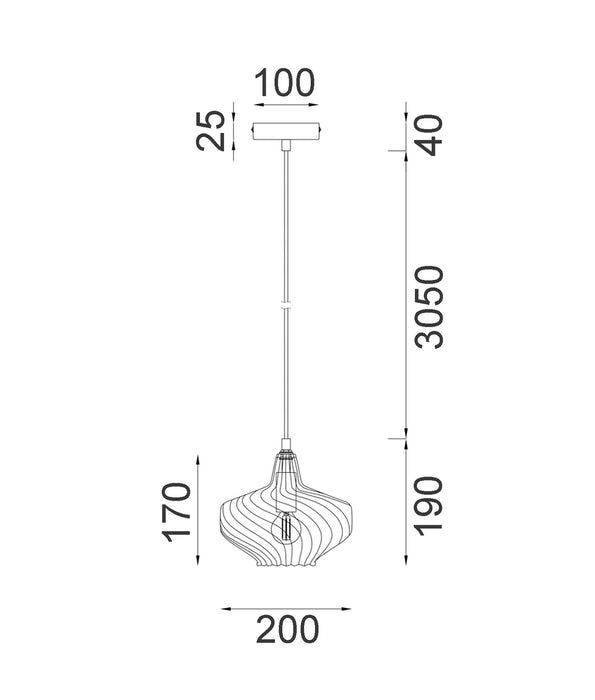 Campana Pendant Light Iron & Glass Smokey Black - CAMPANA2