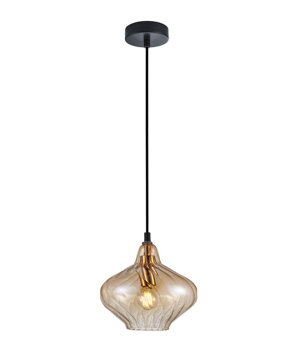 Campana Pendant Light Iron & Glass Amber - CAMPANA1