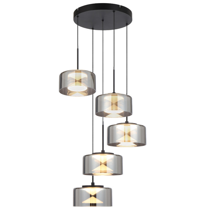 Cedro 5 Light LED Pendant 40W TRI Colour Black - CEDRO PE5-BK