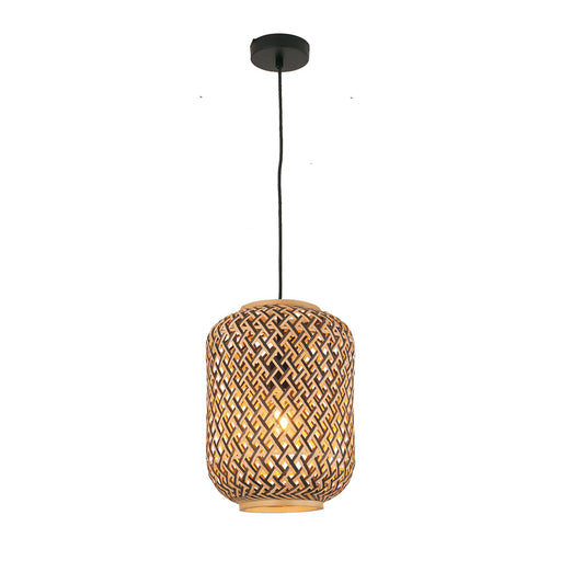 Buy Pendant Lights Australia Interior Cylinder Brown/Natural Bamboo Cage 1 Light Pendant - CESTA1