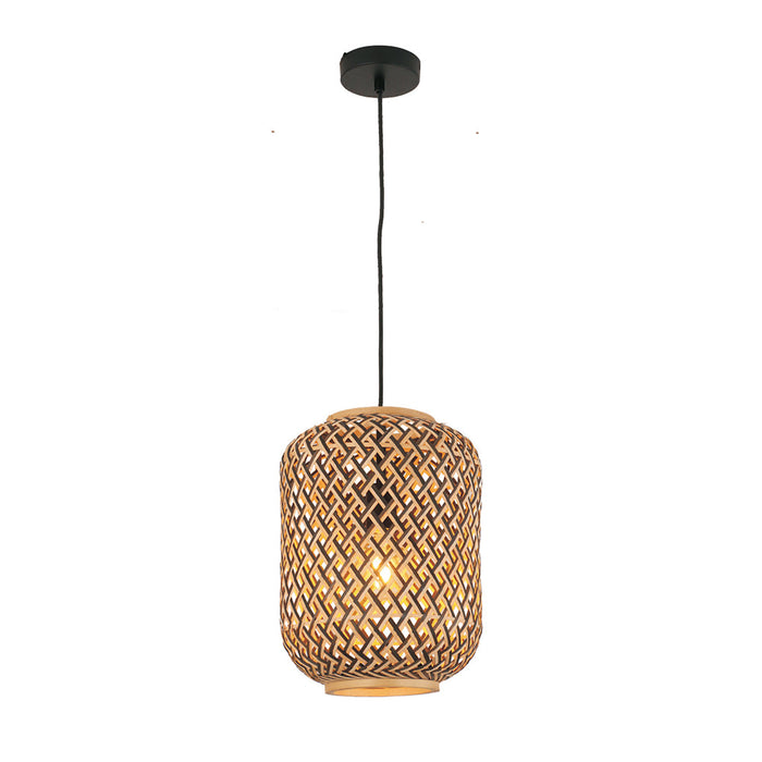 Buy Pendant Lights Australia Interior Cylinder Brown/Natural Bamboo Cage 1 Light Pendant - CESTA1