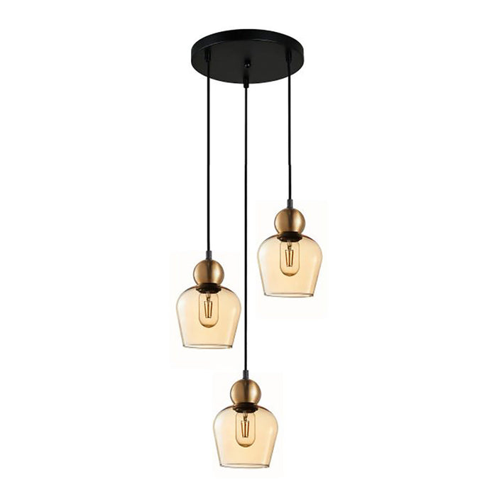 Buy Cluster Pendants Australia Interior Bronze Amber Ellipse Glass Shape 3 Light Cluster Pendant - CHAMPAN1X3R