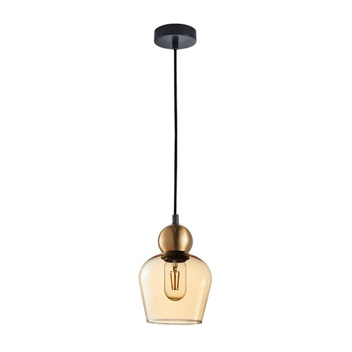 Buy Pendant Lights Australia Interior Bronze Amber Ellipse Glass Shape 1 Light Pendant - CHAMPAN1