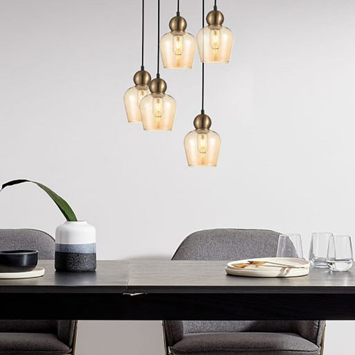 Buy Cluster Pendants Australia Interior Bronze Amber Ellipse Glass Shape 3 Light Cluster Pendant - CHAMPAN1X3R