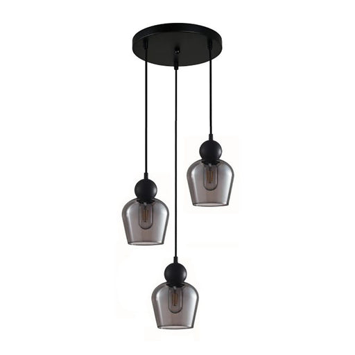 Buy Cluster Pendants Australia Interior Black Smoke Ellipse Glass Shape 3 Light Cluster Pendant - CHAMPAN2X3R
