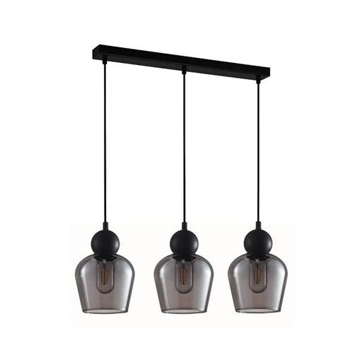 Buy Island Pendant Lights Australia Interior Black Smoke Ellipse Glass Shape 3 Light Island Pendant - CHAMPAN2X3S