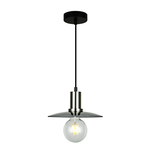 Buy Pendant Lights Australia Chapeau 1 Light Pendant Satin Chrome With Smoke Coolie Shape Shade 220mm - CHAPEAU1