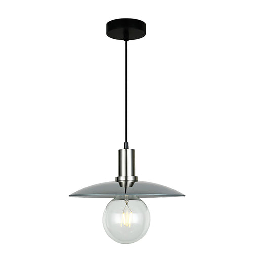 Buy Pendant Lights Australia Chapeau 1 Light Pendant Satin Chrome With Smoke Coolie Shape Shade 315mm - CHAPEAU3