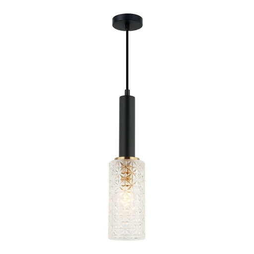 Buy Mini Pendants Australia Interior Oblong Cut Glass 1 Light Pendant Matt Black - CLEO1