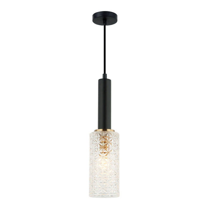 Buy Mini Pendants Australia Interior Oblong Cut Glass 1 Light Pendant Matt Black - CLEO1
