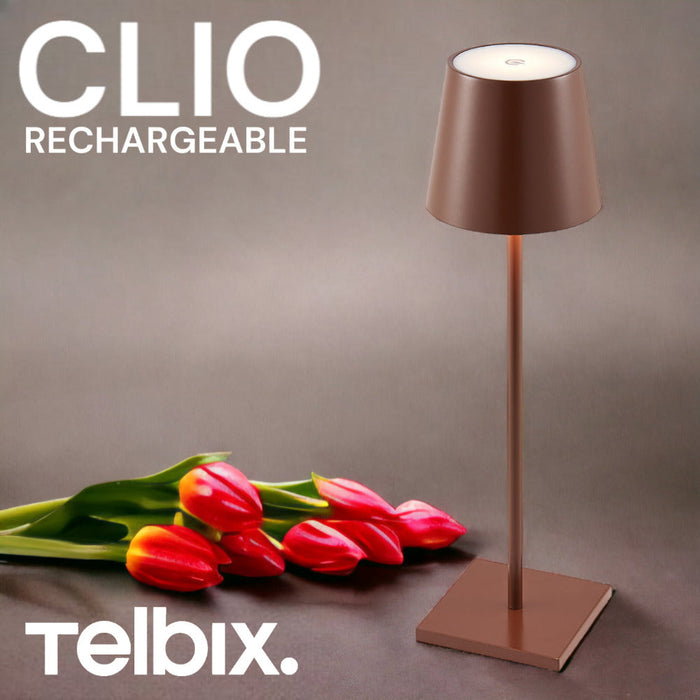 Buy Table Lamps Australia Clio Rechargeable Table Lamp Brown 3000K - CLIO TL-BRW