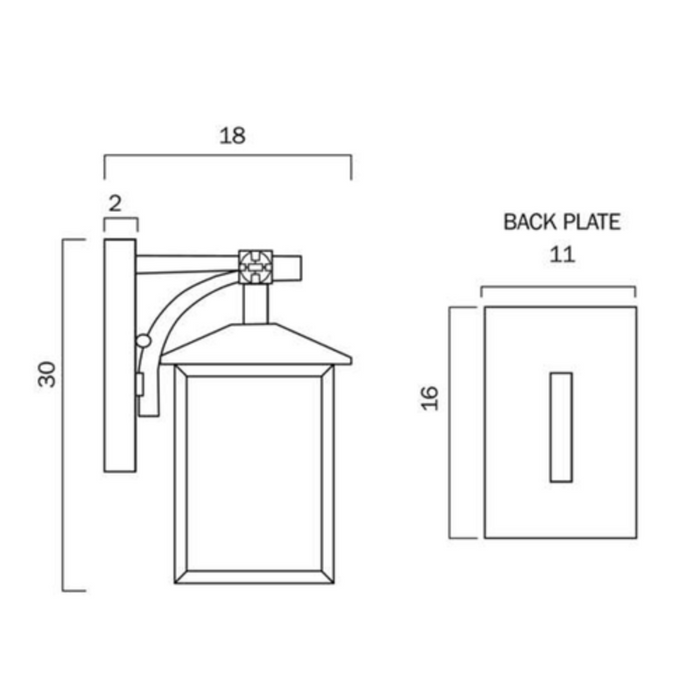 Buy Outdoor Wall Lanterns Australia Coby 1 Light Wall Light 180mm IP44 Brass, Clear - COBY EX18-BRS