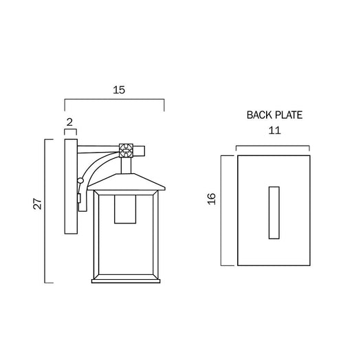 Buy Outdoor Wall Lanterns Australia Coby 1 Light Wall Light 150mm IP44 Black, Clear - COBY EX15-BK