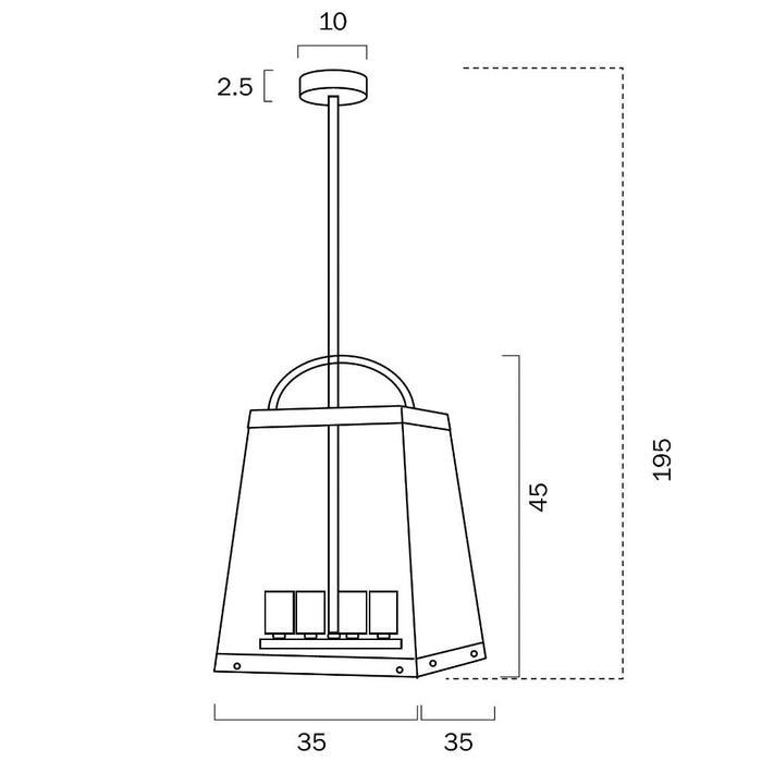 Buy Ceiling Lanterns Australia Colair 4 Light Pendant Solid Black - COLAIR PE4-BK