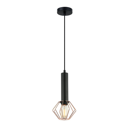 Buy Mini Pendants Australia Interior Diamond Cage 1 Light Pendant Matt Black / Copper - CORAZON1