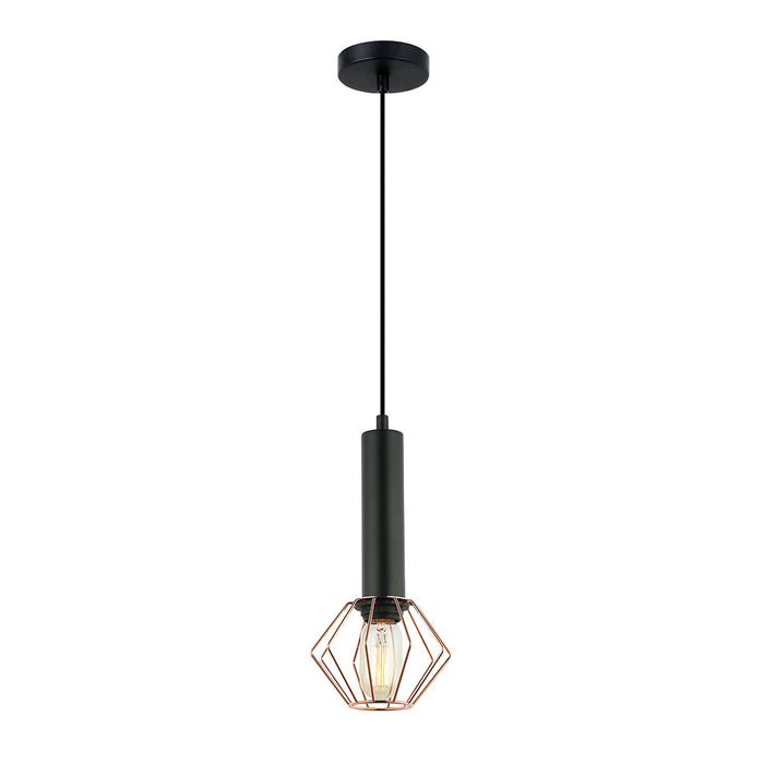 Buy Mini Pendants Australia Interior Diamond Cage 1 Light Pendant Matt Black / Copper - CORAZON1