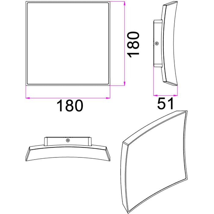 Buy Exterior Wall Lights Australia CRISTAL Square Exterior Wall Light White 3CCT - CRISTAL2
