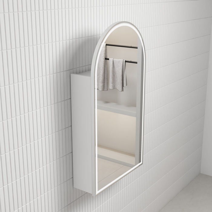 Canterbury LED Shaving Cabinet 3CCT Matte White With Brushed Nickel Frame - LSCCAN-500-MW-BN