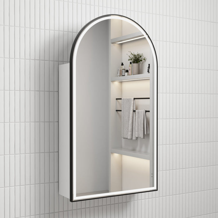Canterbury LED Shaving Cabinet 3CCT Matte White With Matte Black Frame - LSCCAN-500-MW-MB