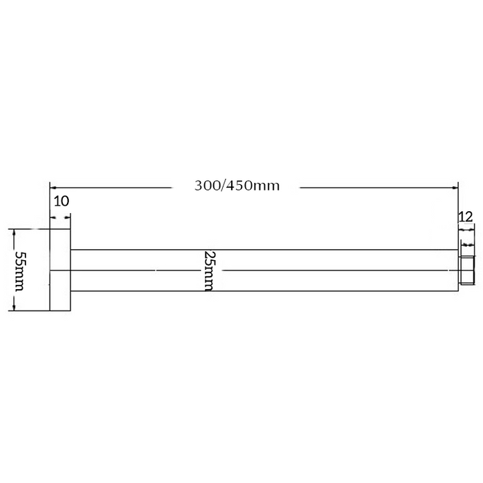 Cresta 300mm Ceiling Arm Chrome - RP-300-S