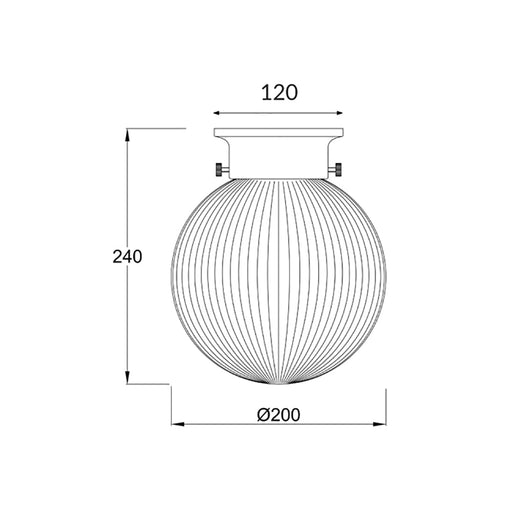 Buy DIY Batten Fix Lights Australia DIYBAT DIY Black Batten Fitting With Smoke Large Spherical Ribbed Shape Glass - DIYBAT11