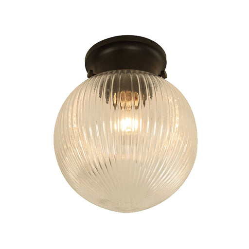 Buy DIY Batten Fix Lights Australia DIYBAT DIY Black Batten Fitting With Clear Large Spherical Ribbed Shape Glass - DIYBAT09