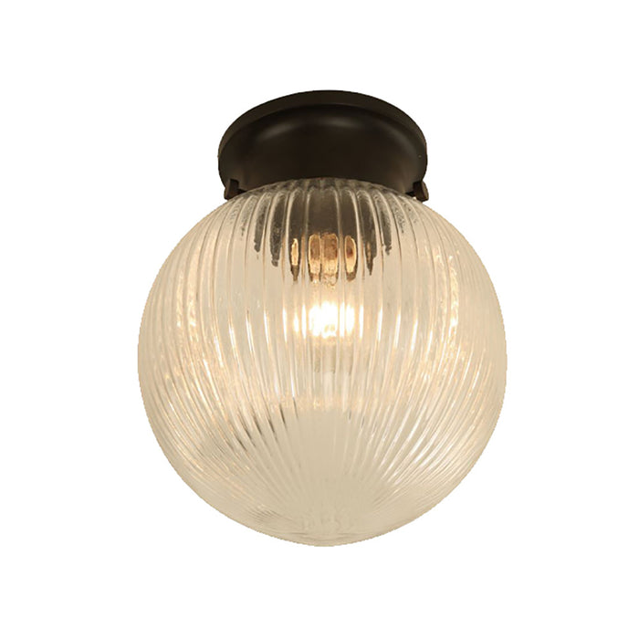 Buy DIY Batten Fix Lights Australia DIYBAT DIY Black Batten Fitting With Clear Large Spherical Ribbed Shape Glass - DIYBAT09