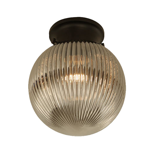 Buy DIY Batten Fix Lights Australia DIYBAT DIY Black Batten Fitting With Smoke Large Spherical Ribbed Shape Glass - DIYBAT11