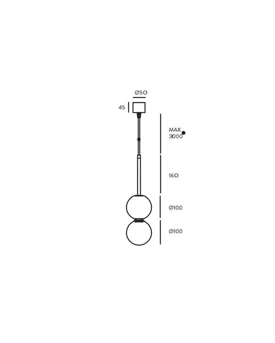 Dalt LED Pendant White Marble & Black Stem - ARO.C1280/BCO