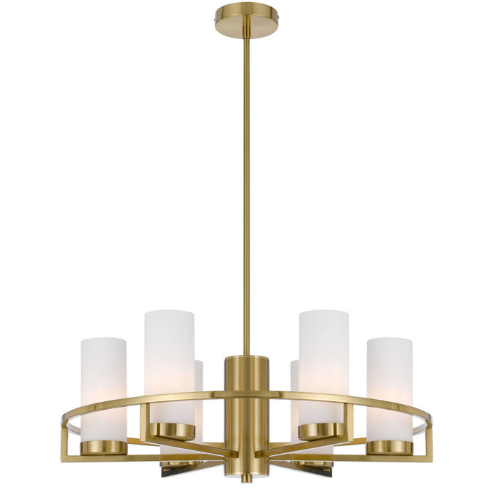Buy Pendant Lights Australia Eamon 6 Light Pendant Brass & Opal Matt - EAMON PE6-BRSOM