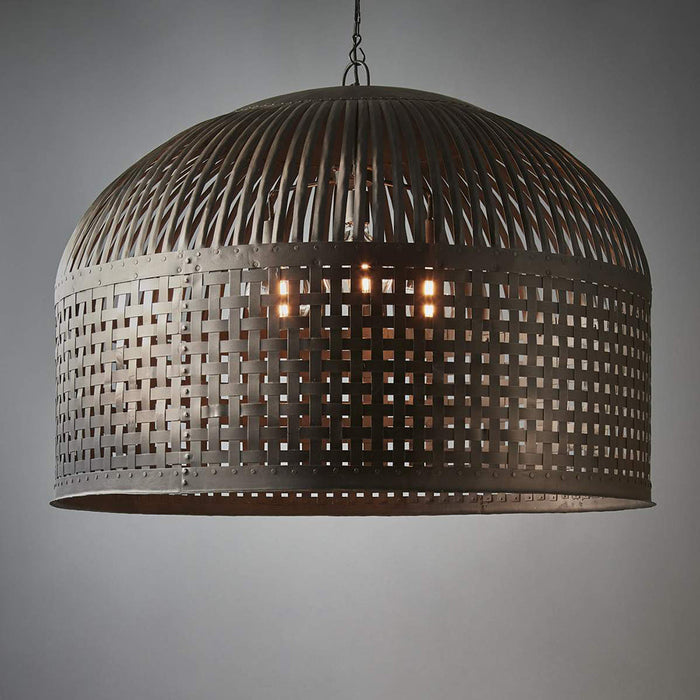 Buy Pendant Lights Australia Esch 3 Light Woven Iron Strips Extra Large Pendant Antique Black - ZAF10406