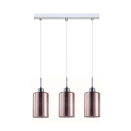 Buy Island Pendant Lights Australia Interior Iron & Rose Gold Glass With Dotted Effect 3 Light Island Pendant - ESPEJO4X3S