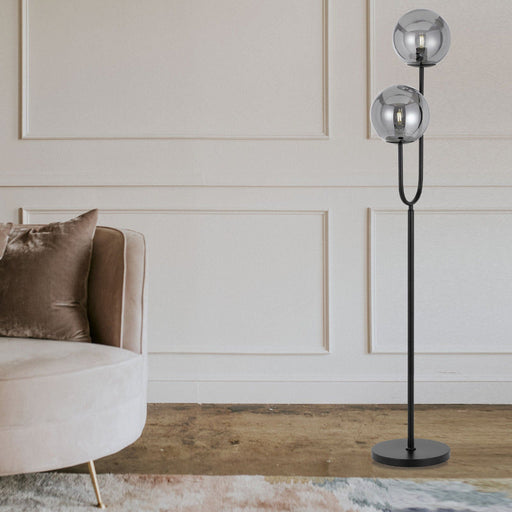 Buy Floor Lamps Australia Eterna 2 Light Floor Lamp Black & Smoke - ETERNA FL2-BKSM