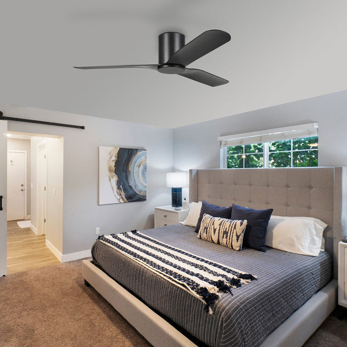 Buy DC Ceiling Fans Australia ILUKA Hugger DC Ceiling Fan 52" Matt Black - 20538202