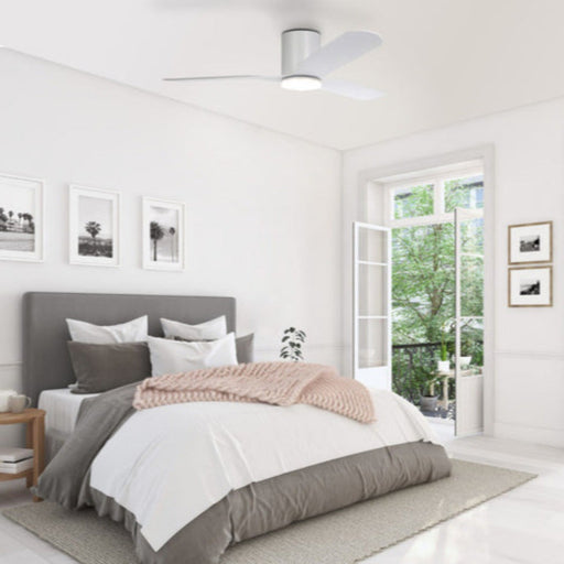 Buy DC Ceiling Fans With Light Australia ILUKA Hugger DC Ceiling Fan 60" Matt White With LED - 20538501