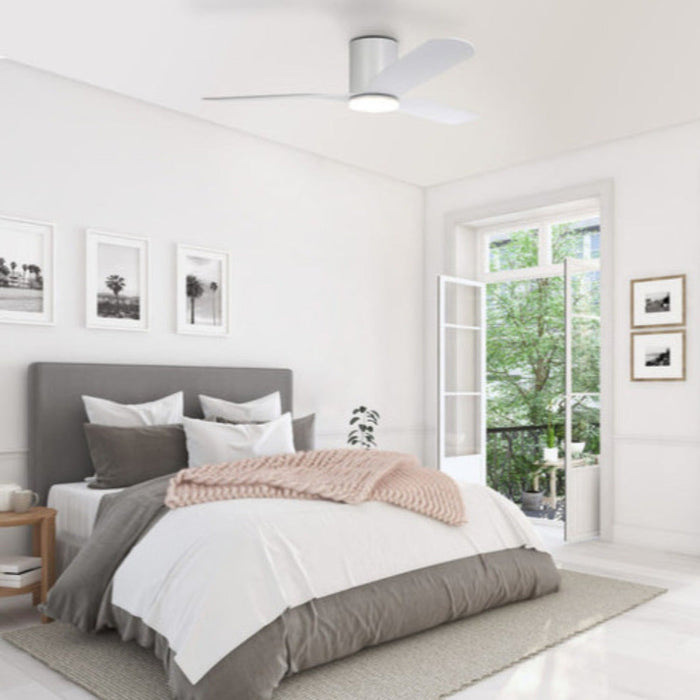 Buy DC Ceiling Fans With Light Australia ILUKA Hugger DC Ceiling Fan 60" Matt White With LED - 20538501