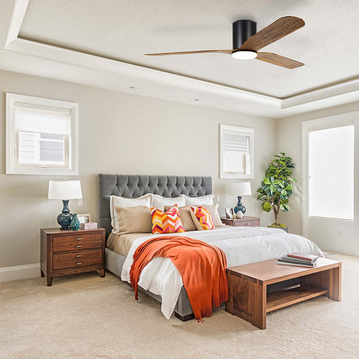 Buy DC Ceiling Fans With Light Australia ILUKA Hugger DC Ceiling Fan 60" Black & Wood With LED - 20538515