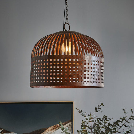 Buy Pendant Lights Australia Esch 1 Light Woven Iron Strips Large Pendant Rust - ZAF10108RU